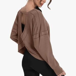 NEW Open-Back Women's Workout Top, Light Pink